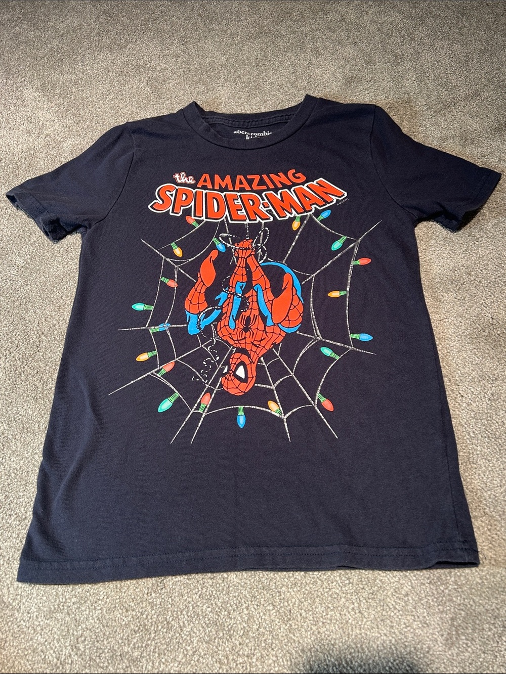 abercrombie kids Navy Spider-Man Graphic Tee with Red & Blue Print